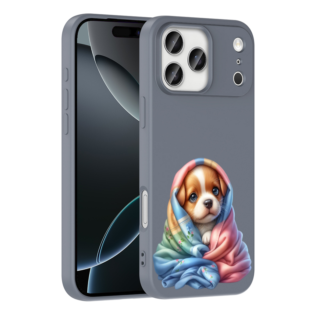 Cute Puppy Wrapped in Colorful Blanket iPhone 17 Pro Max Case