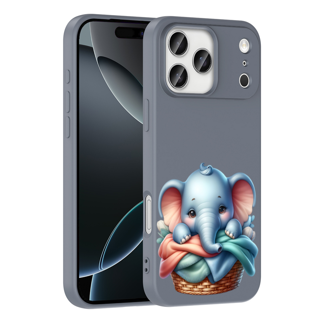 Cute Baby Elephant in Basket iPhone 17 Pro Max Case