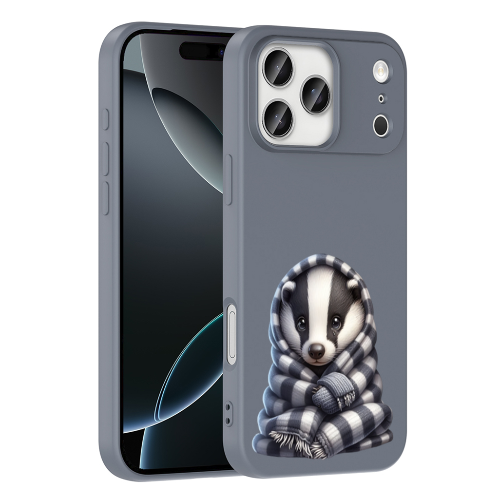 Cozy Baby Badger Wrapped in Blanket iPhone 17 Pro Max Case