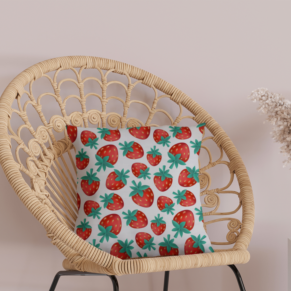 Vibrant Red Strawberry Summer Pattern Decorative pillow cover