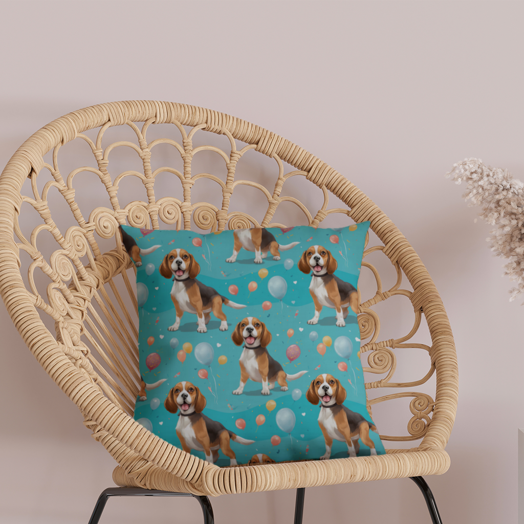Cute Beagle Dog and Colorful Balloons Seamless Pattern Decorative pillow cover