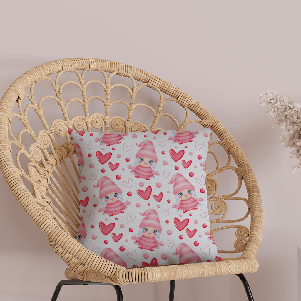 Cute Pink Baby Girl Valentines Day Heart Pattern Design Decorative pillow cover