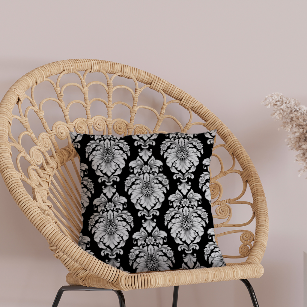 Black and White Baroque Floral Pattern Decorative pillow cover