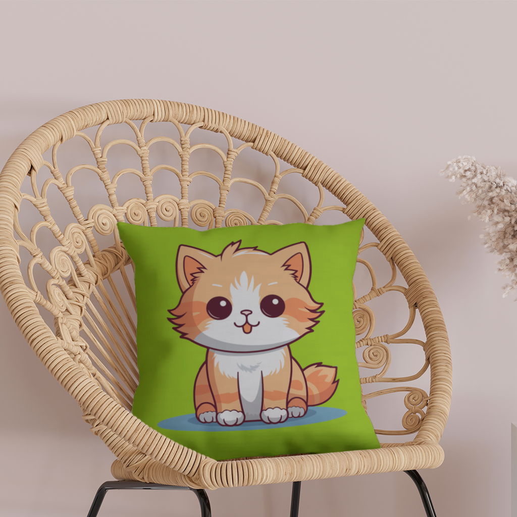 Cute Orange Cat Illustration Decorative pillow cover