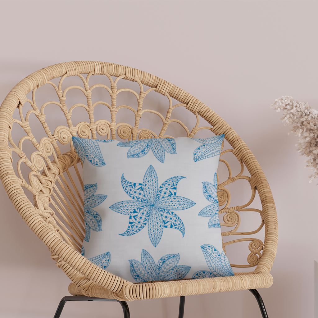 Blue Mandala Floral and Leaf Zentangle Pattern Decorative pillow cover
