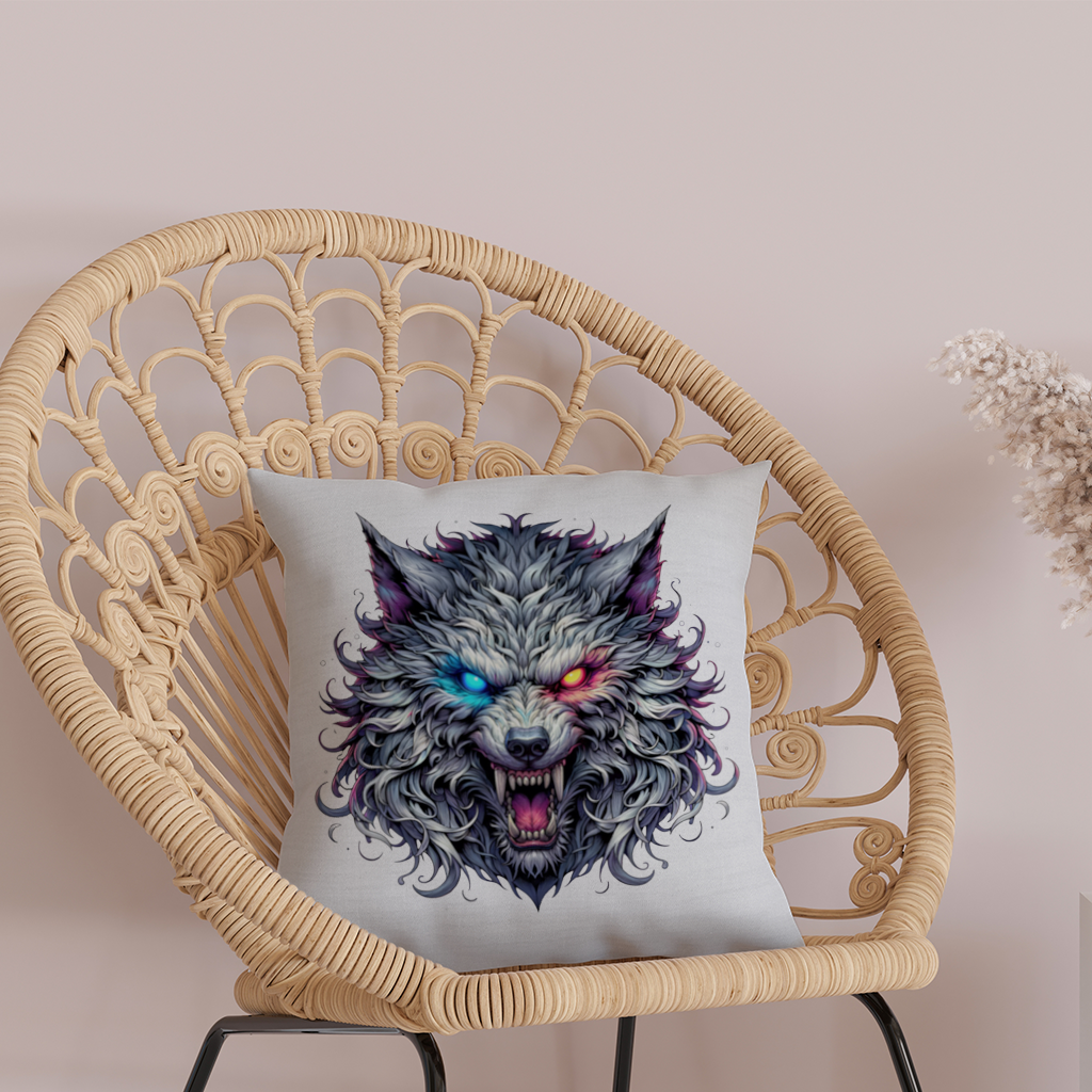 Fierce Wolf Head Illustration Heterochromia Eyes, Savage Wolf 