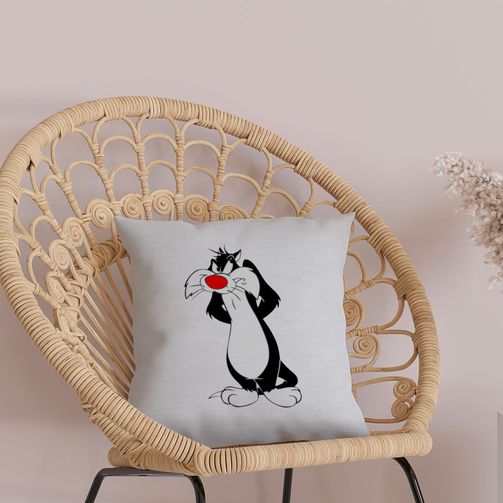 Funny Cartoon Cat Illustration Decorative pillow cover