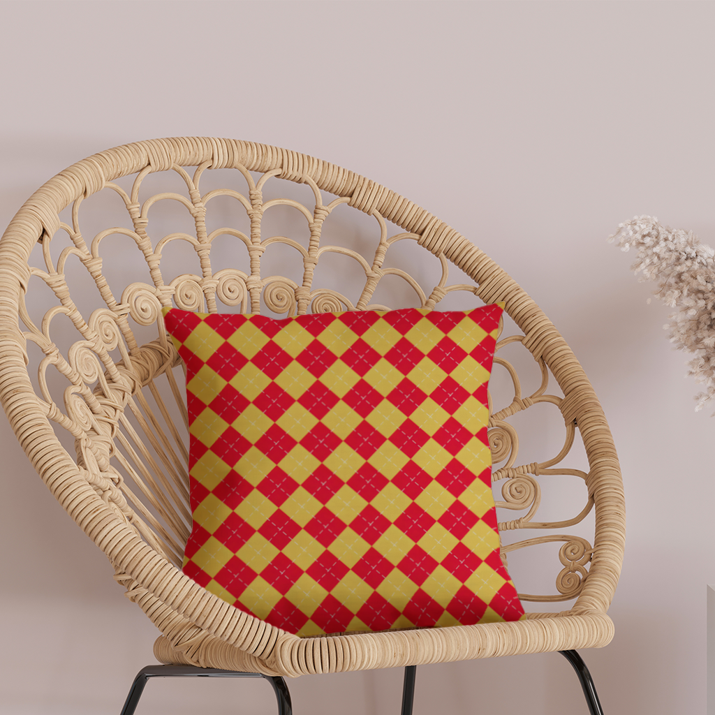 Red and Yellow Argyle Geometric Pattern Background Decorative pillow cover