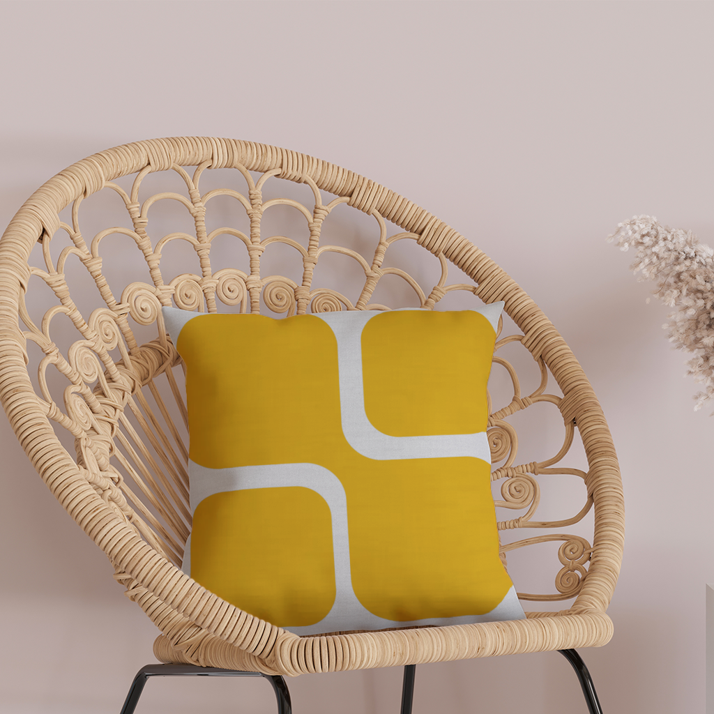 Yellow Geometric Labyrinth and Modern Abstract Pattern Decorative pillow cover