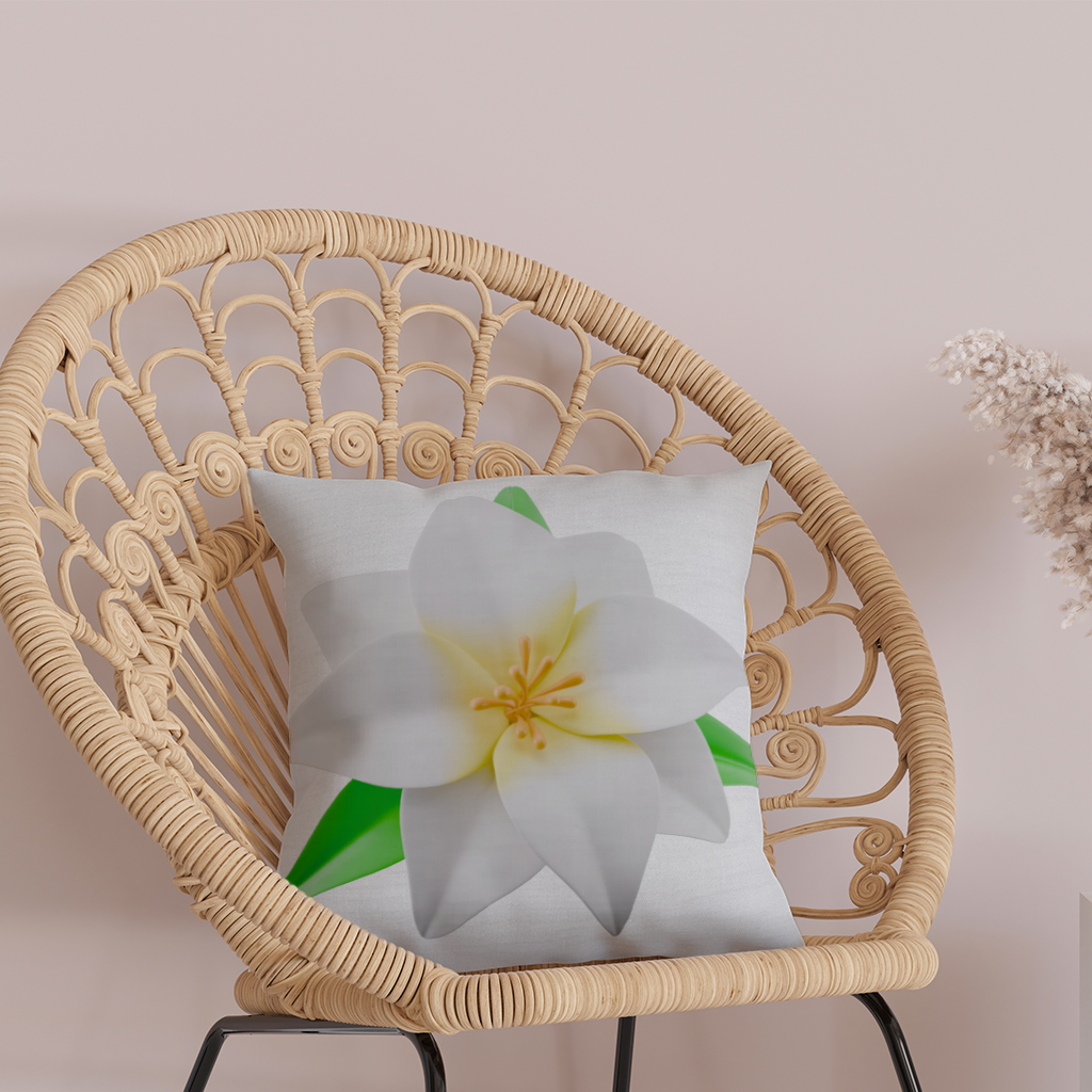 3D White Lily Flower Illustration Decorative pillow cover