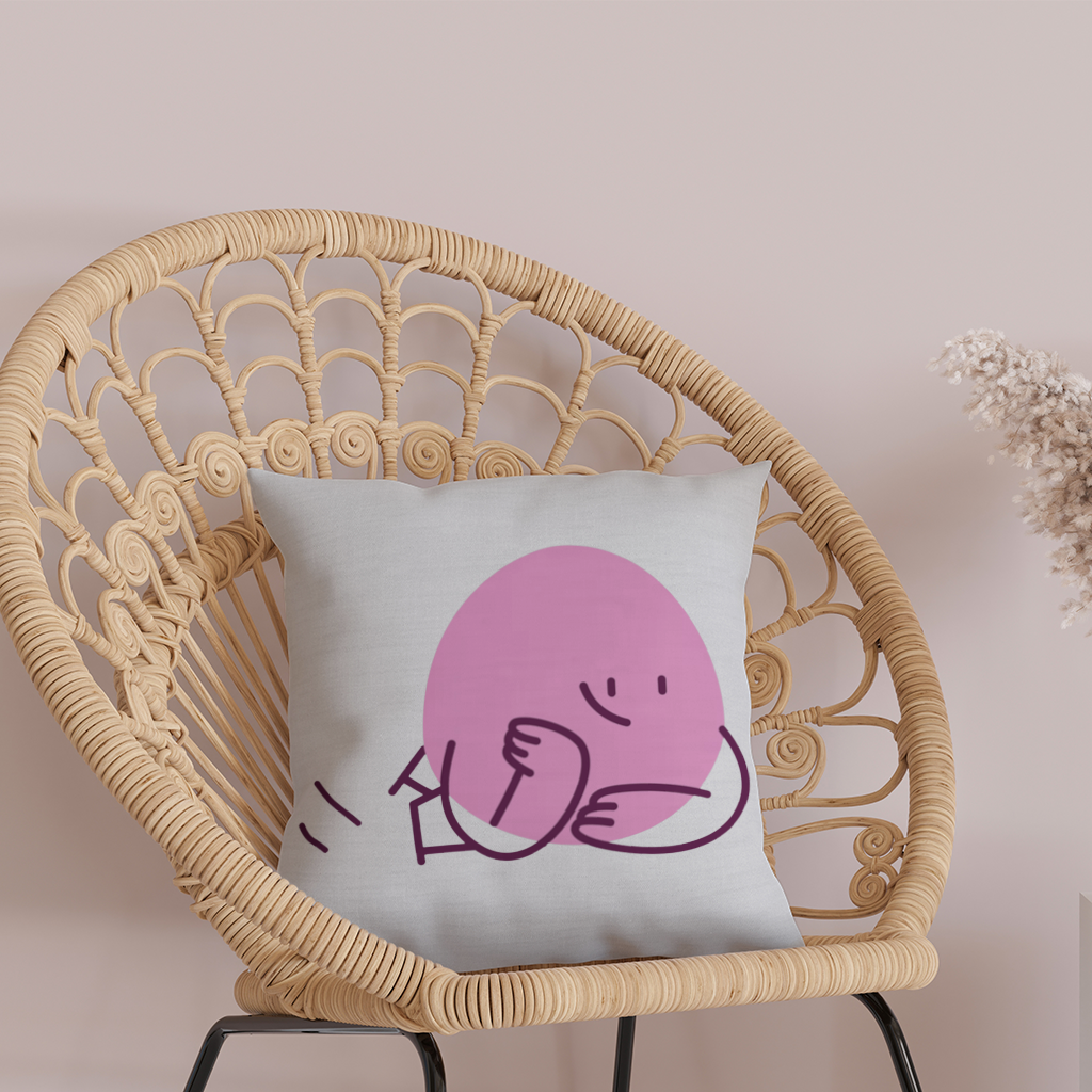Cute Pink Lying Character Illustration Decorative pillow cover