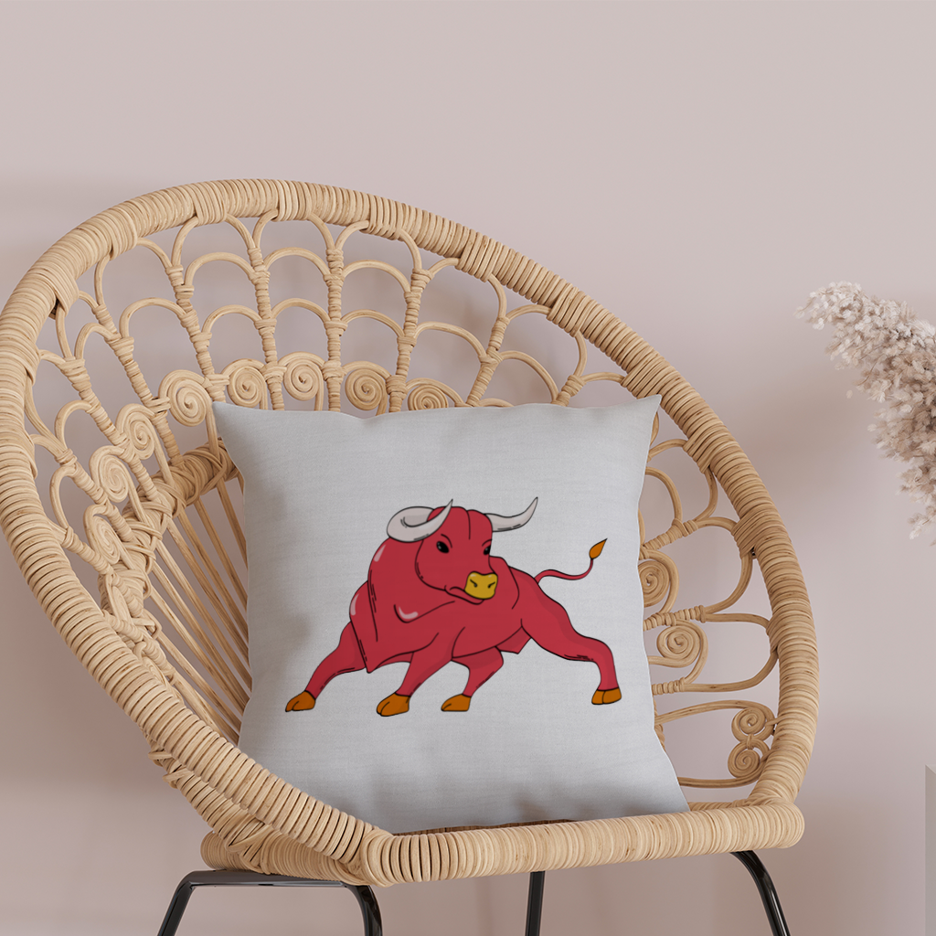 Spanish Red Bull Illustration Inspired by Matador Theme Decorative pillow cover