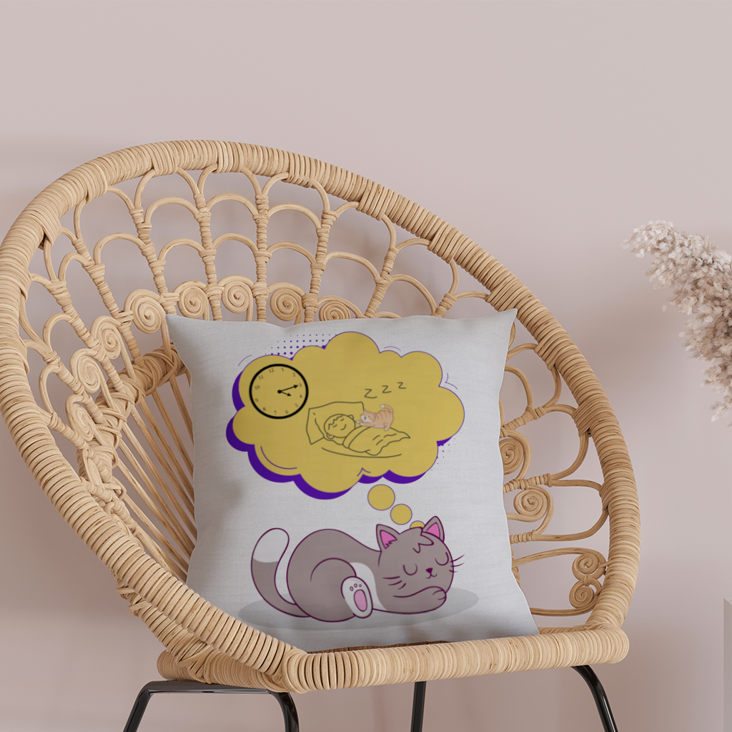 Cat Planning a 4 AM Zoomies Illustration Decorative pillow cover