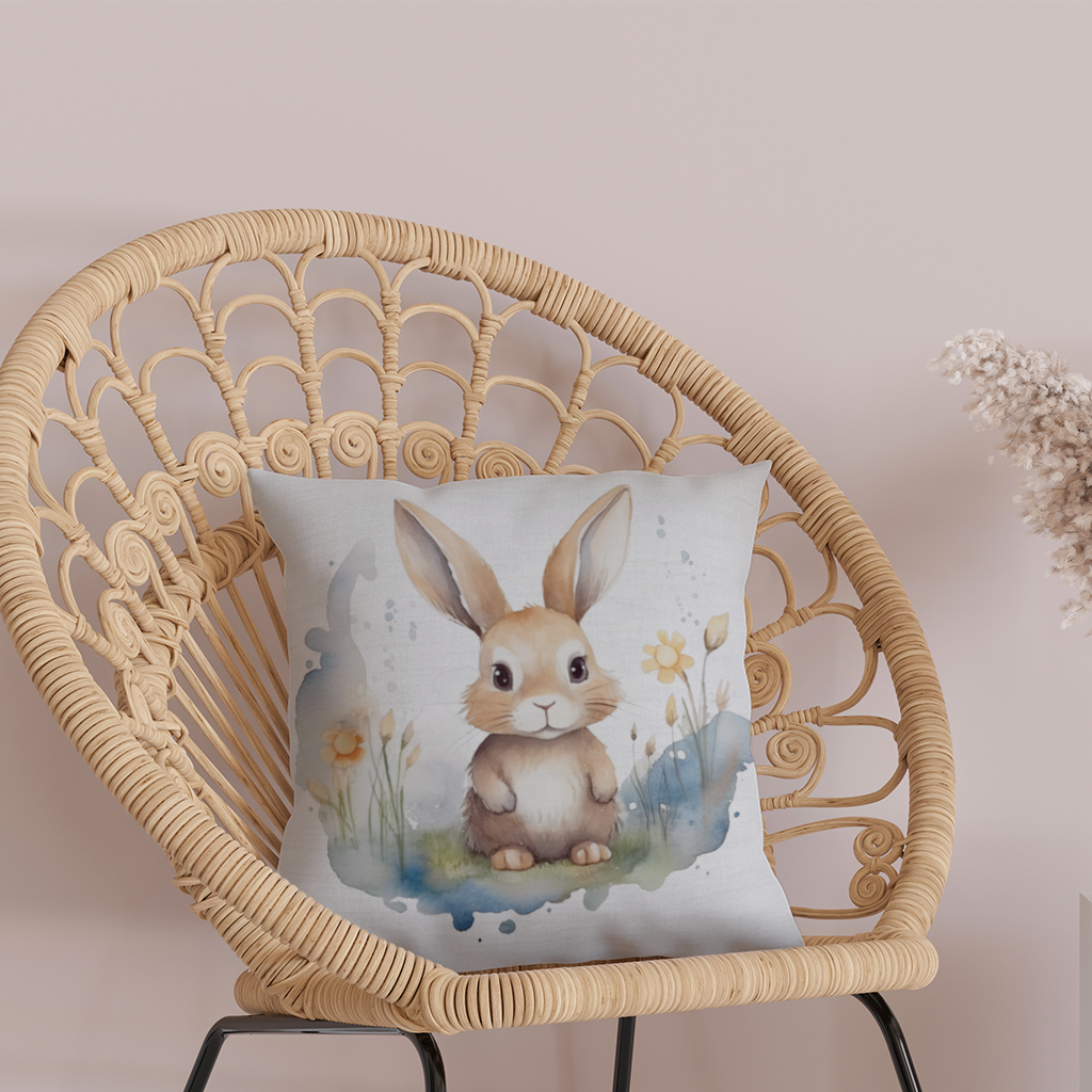 Cute Bunny Watercolor Illustration Decorative pillow cover