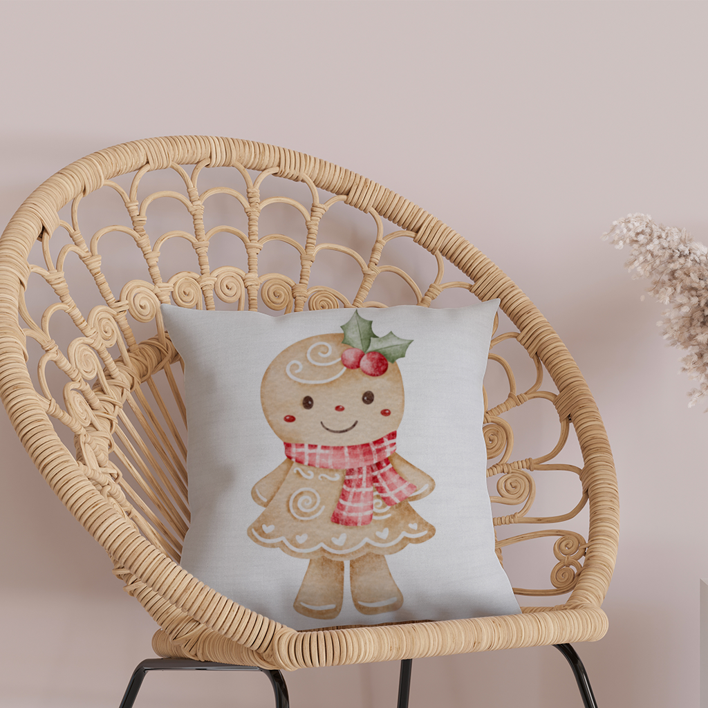 Sevimli Zencefilli Kurabiye Karakteri Dekoratif Kırlent Kılıfı