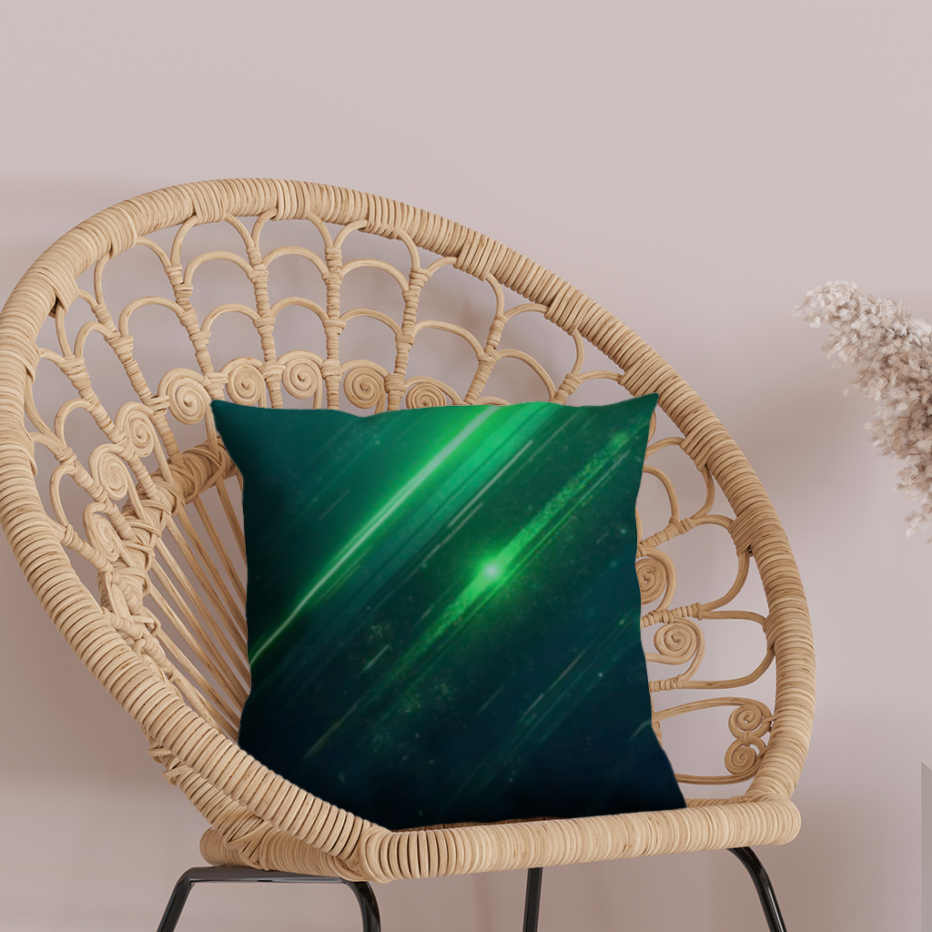 Green bright strips on black background. Decorative pillow cover