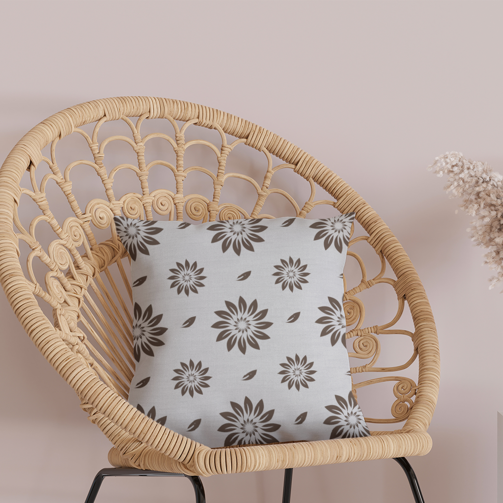 Minimalist Modern Brown Floral Pattern Decorative pillow cover