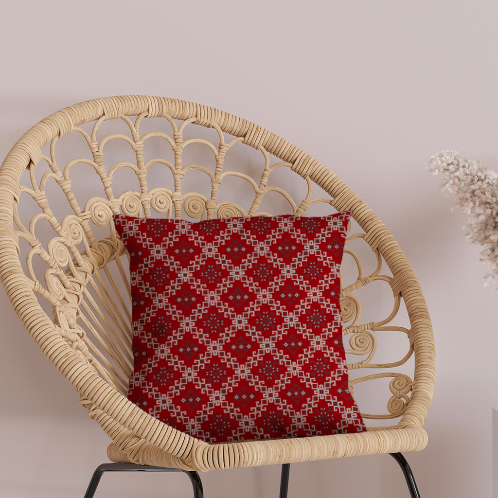Red Ethnic Embroidery Pattern Decorative pillow cover