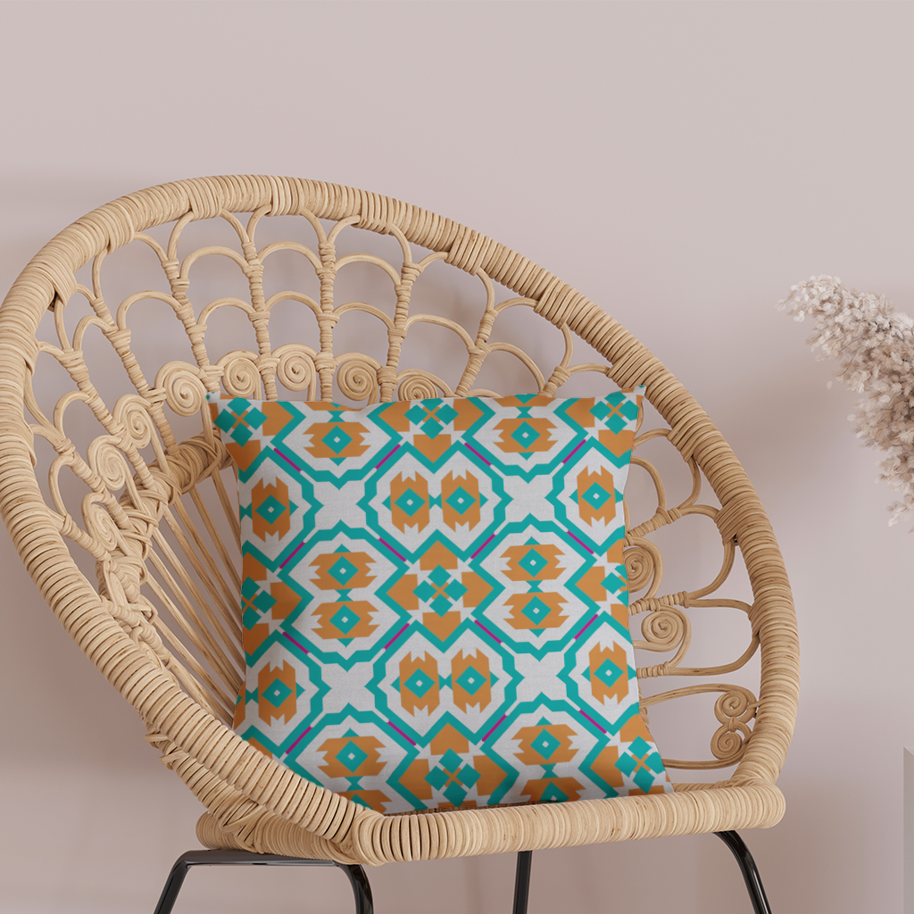 Orange and Turquoise Geometric Pattern 
