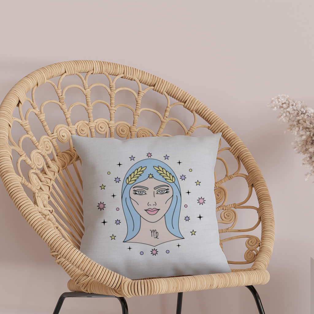 Virgo Zodiac Mystical Woman and Stars Decorative pillow cover