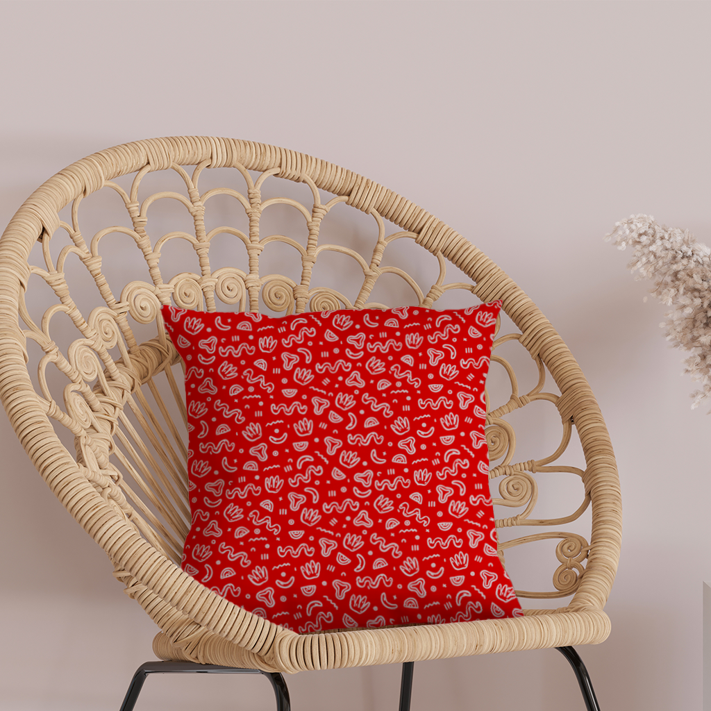 Red Abstract Doodle Decorative pillow cover