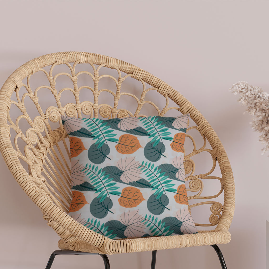 Modern Tropikal Yapraklar Dekoratif Kırlent Kılıfı