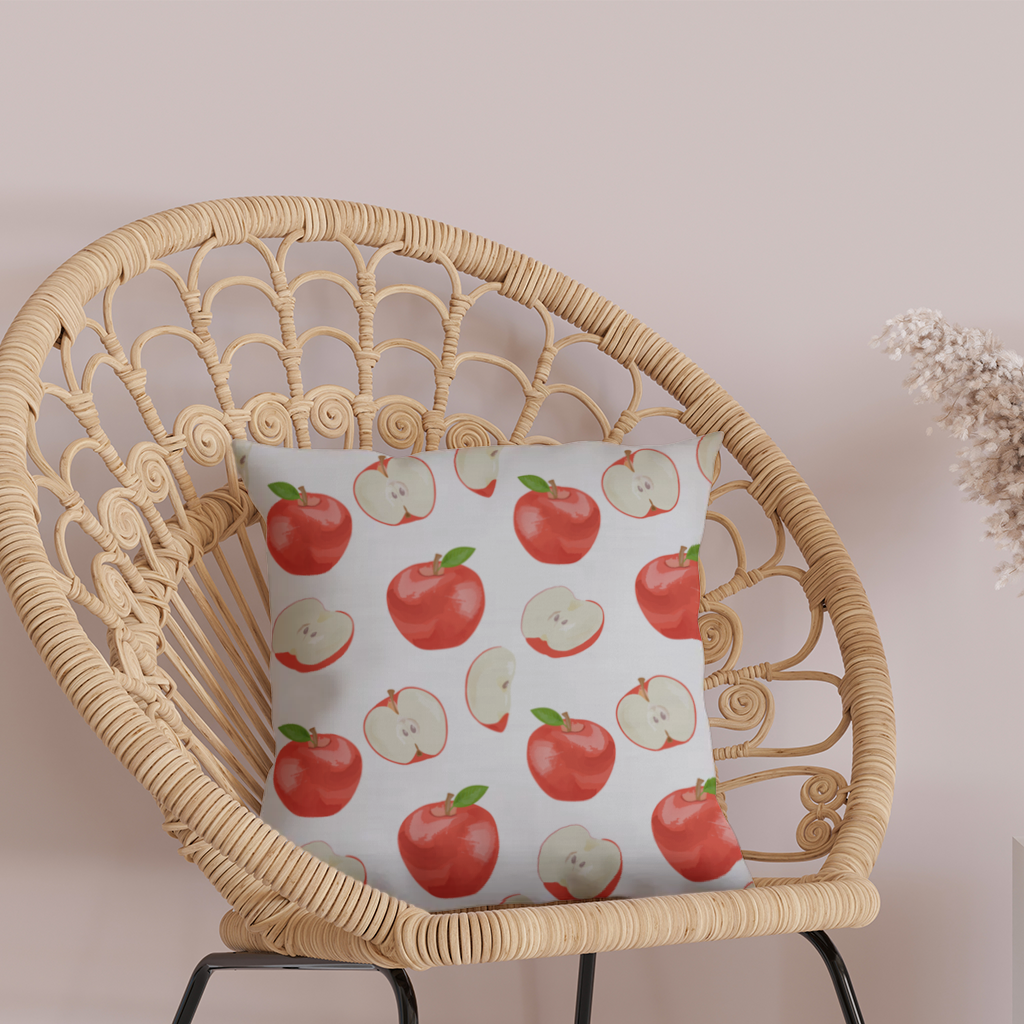 Kırmızı Elma Dilimleri Dekoratif Kırlent Kılıfı