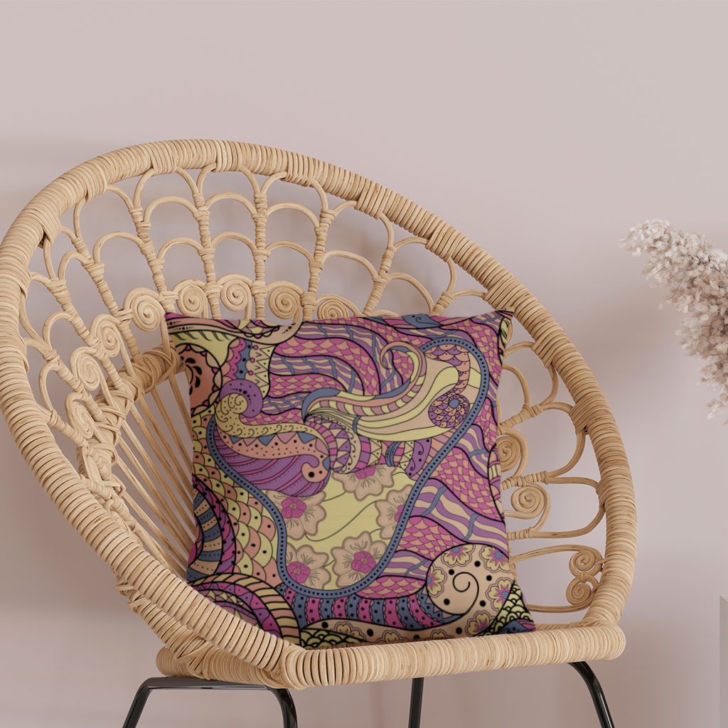 Psychedelic Zentangle Floral Decorative pillow cover