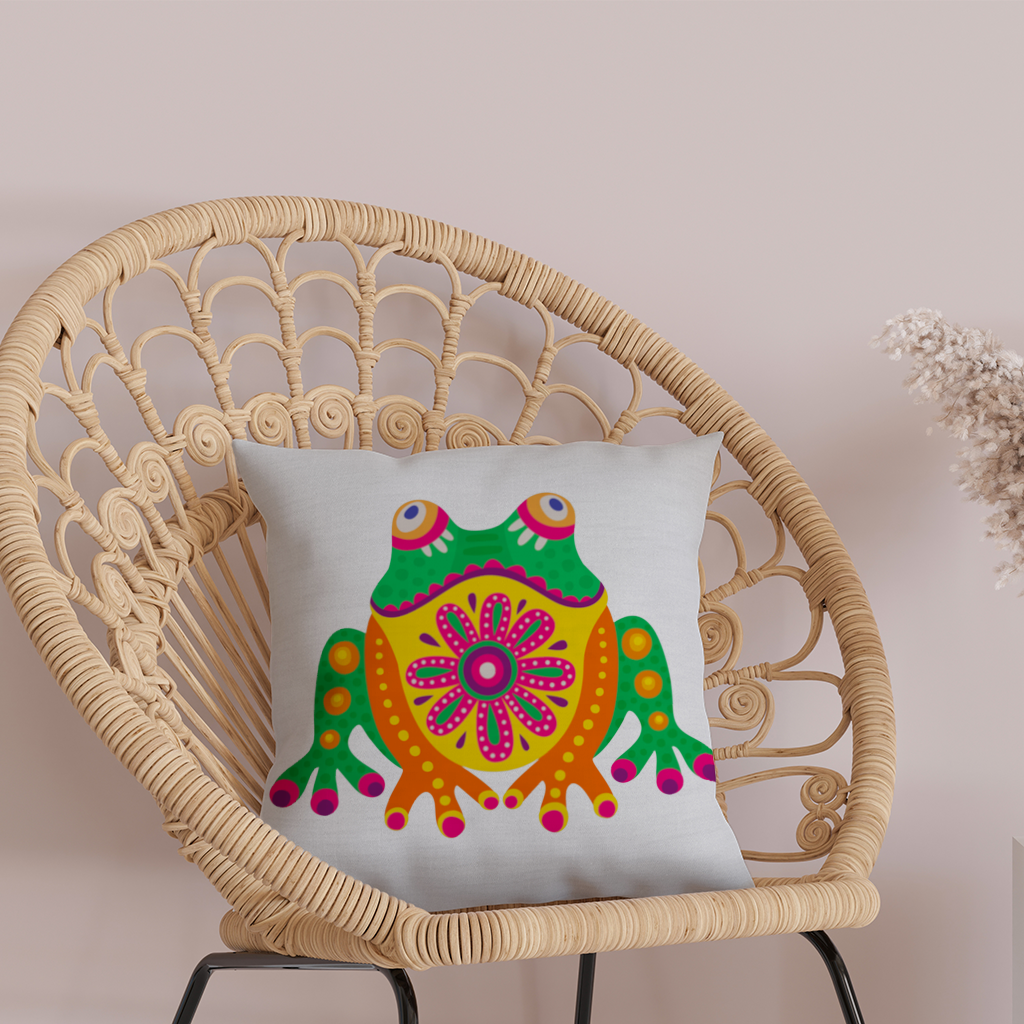 Mexican Alebrije Frog Decorative pillow cover