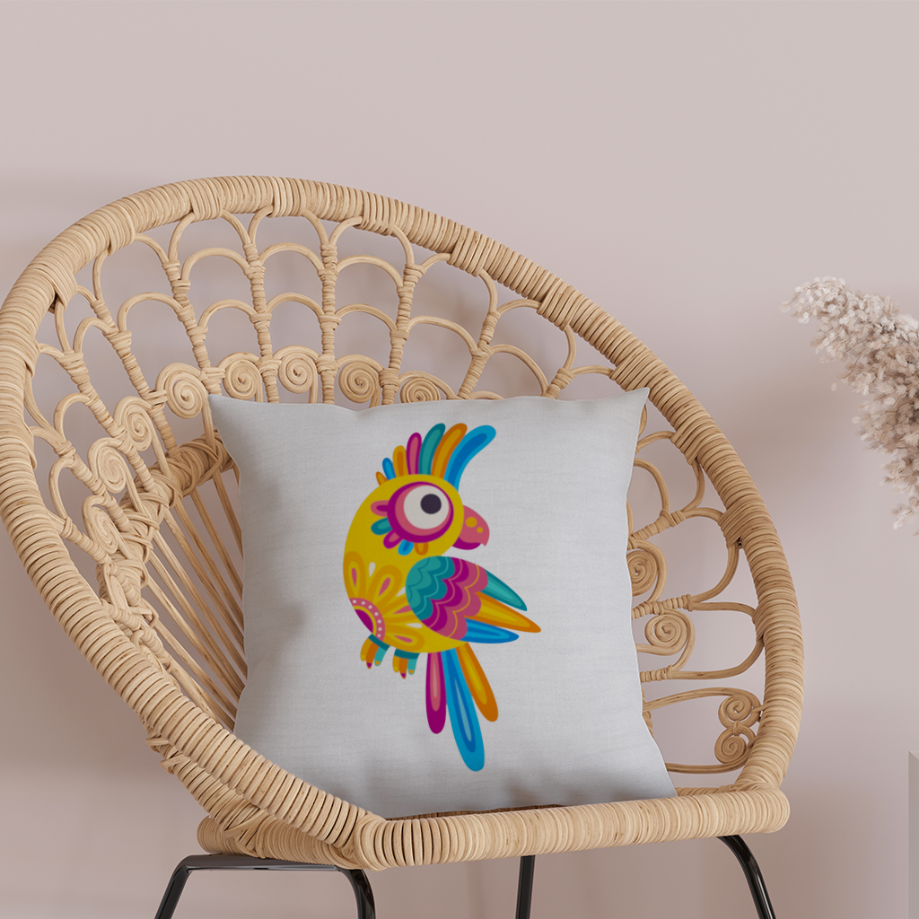 Vibrant Tropical Parrot Folk Decorative pillow cover
