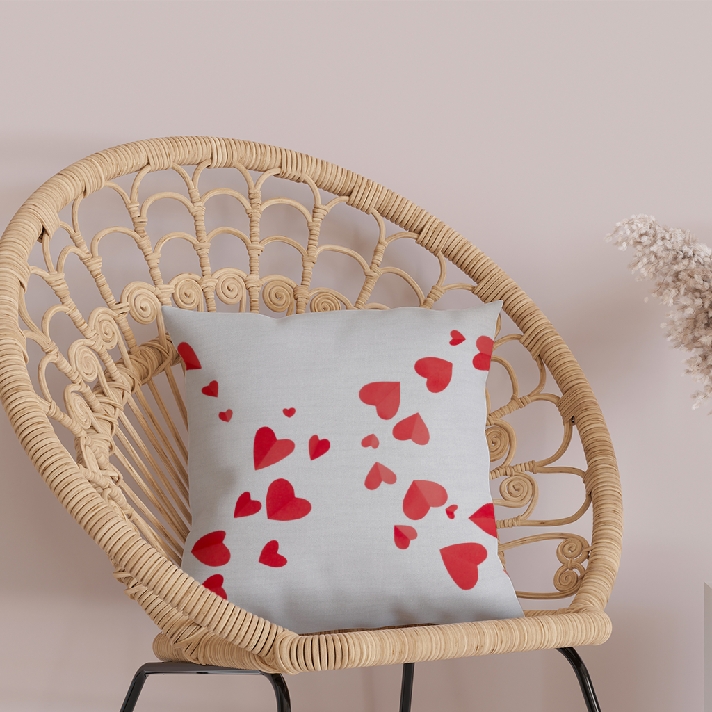 Red Hearts Frame Design Decorative pillow cover