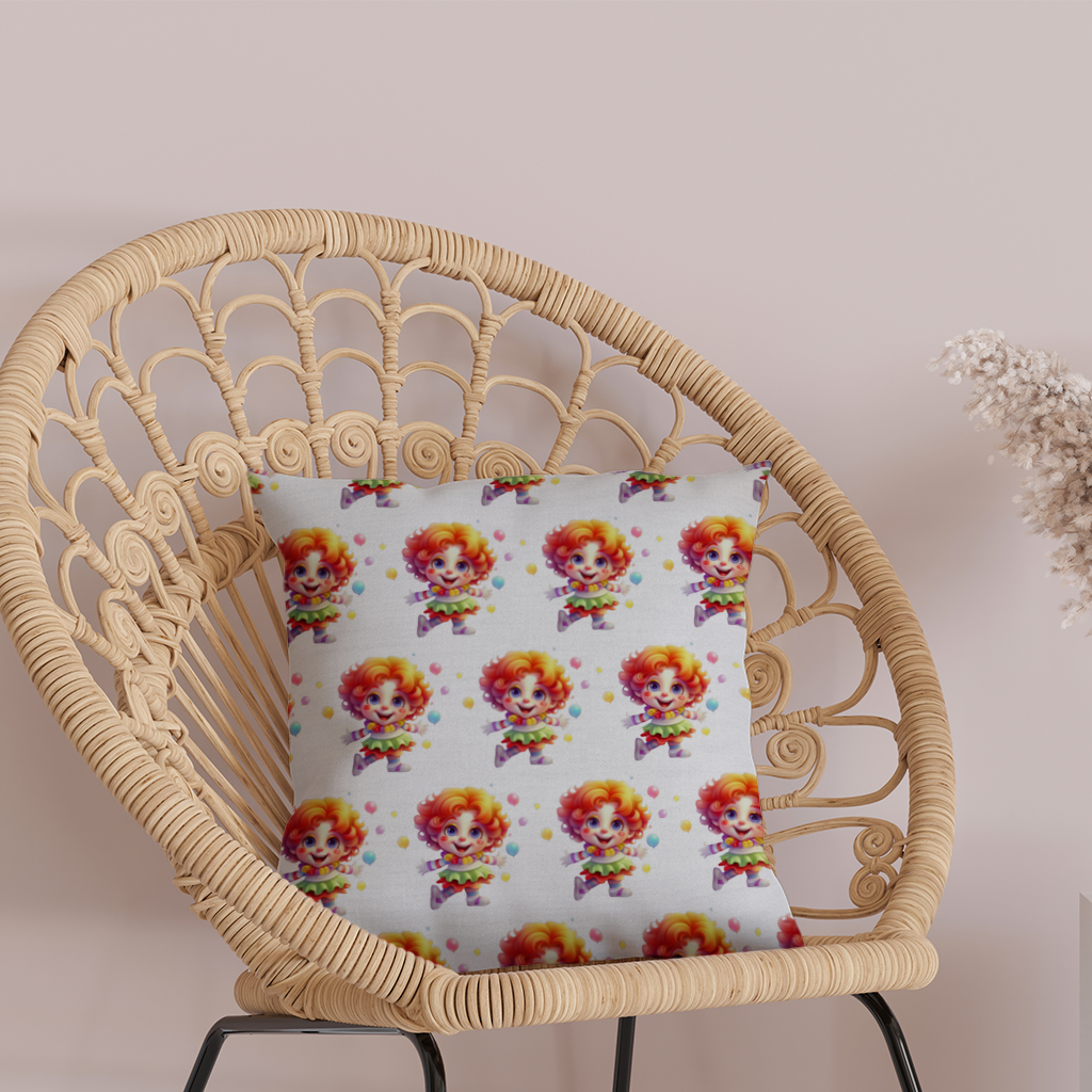 Cute Rainbow Hair Happy Clown Decorative pillow cover