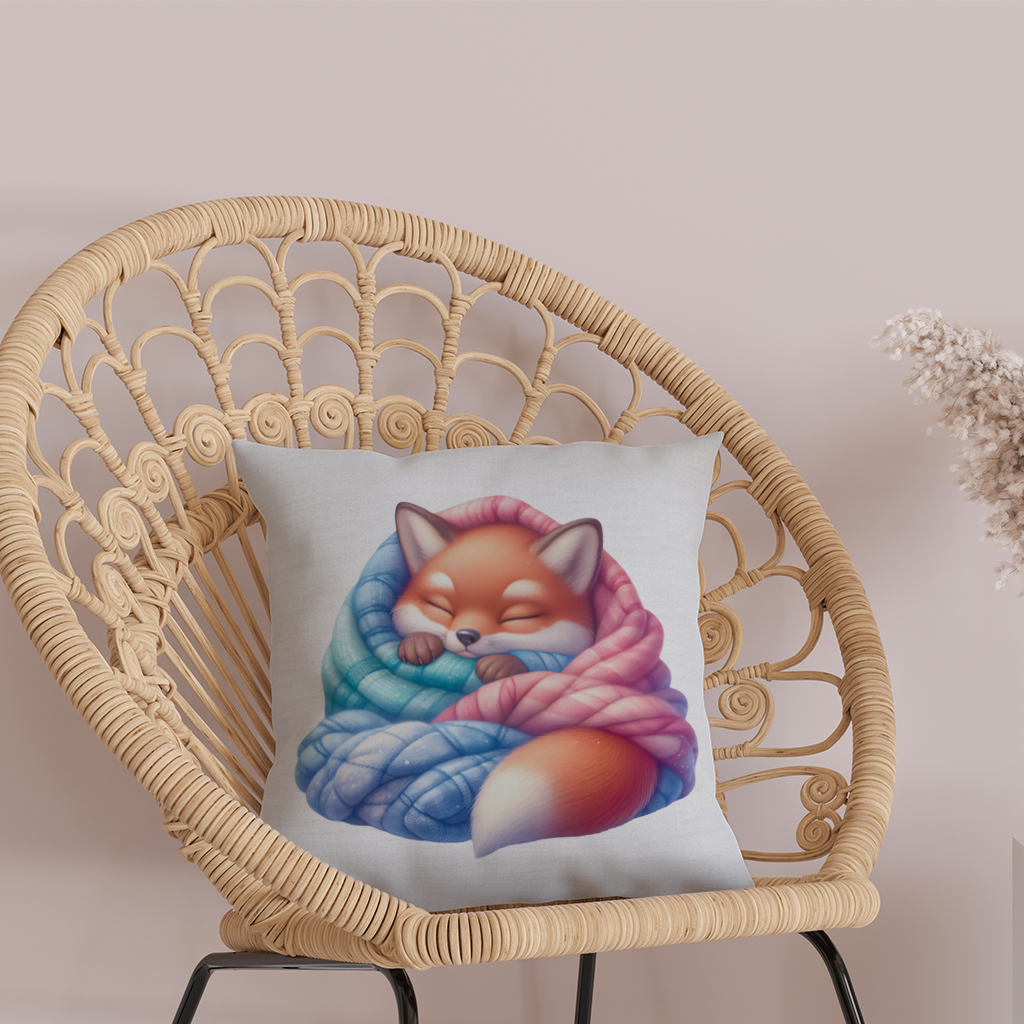 Sleeping Fox Knitted Blanket Decorative pillow cover
