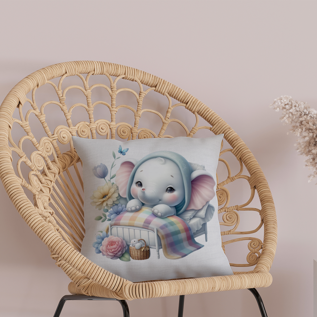 Sleeping Baby Elephant in Bed Decorative pillow cover