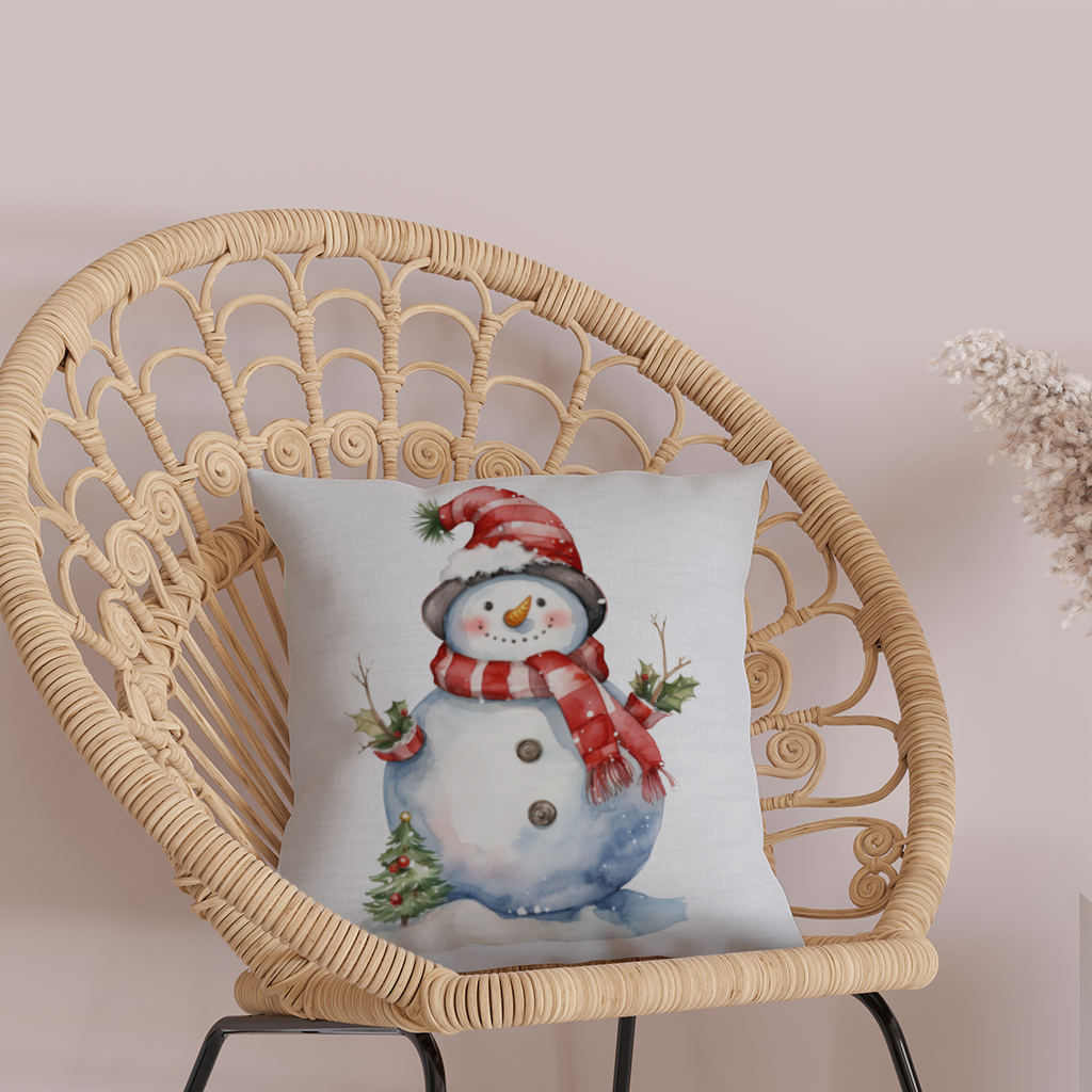 Whimsical Red Snowman Decorative pillow cover
