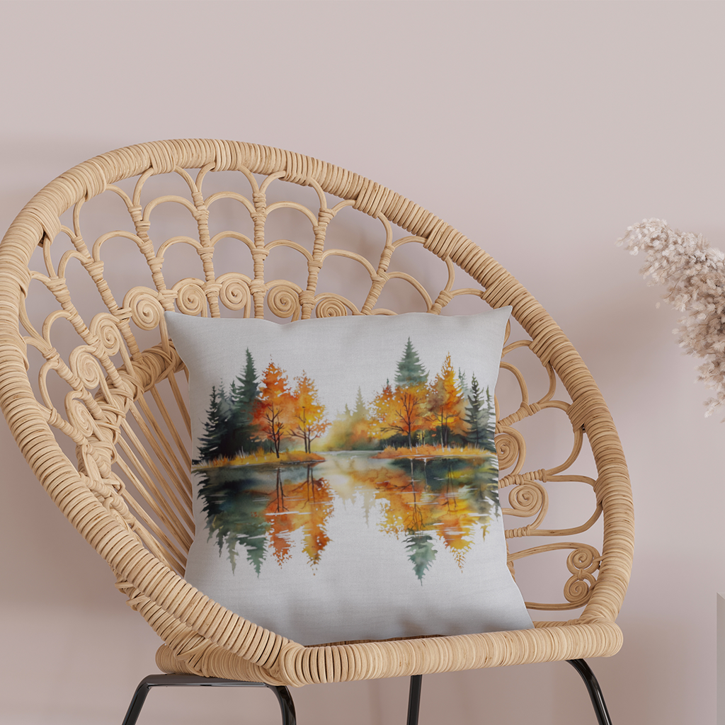 Autumn Forest Lake Reflection Decorative pillow cover