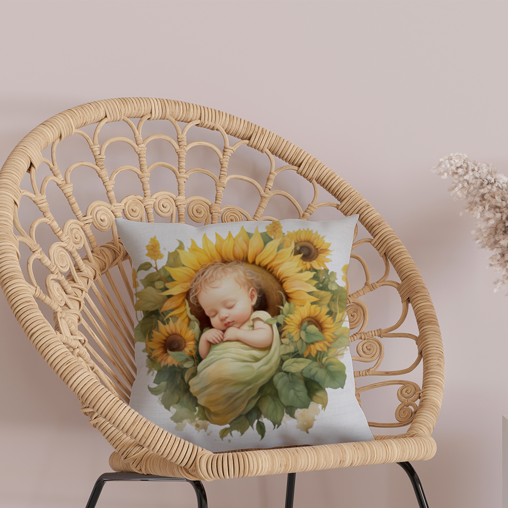 Sleeping Baby in Sunflower Decorative pillow cover