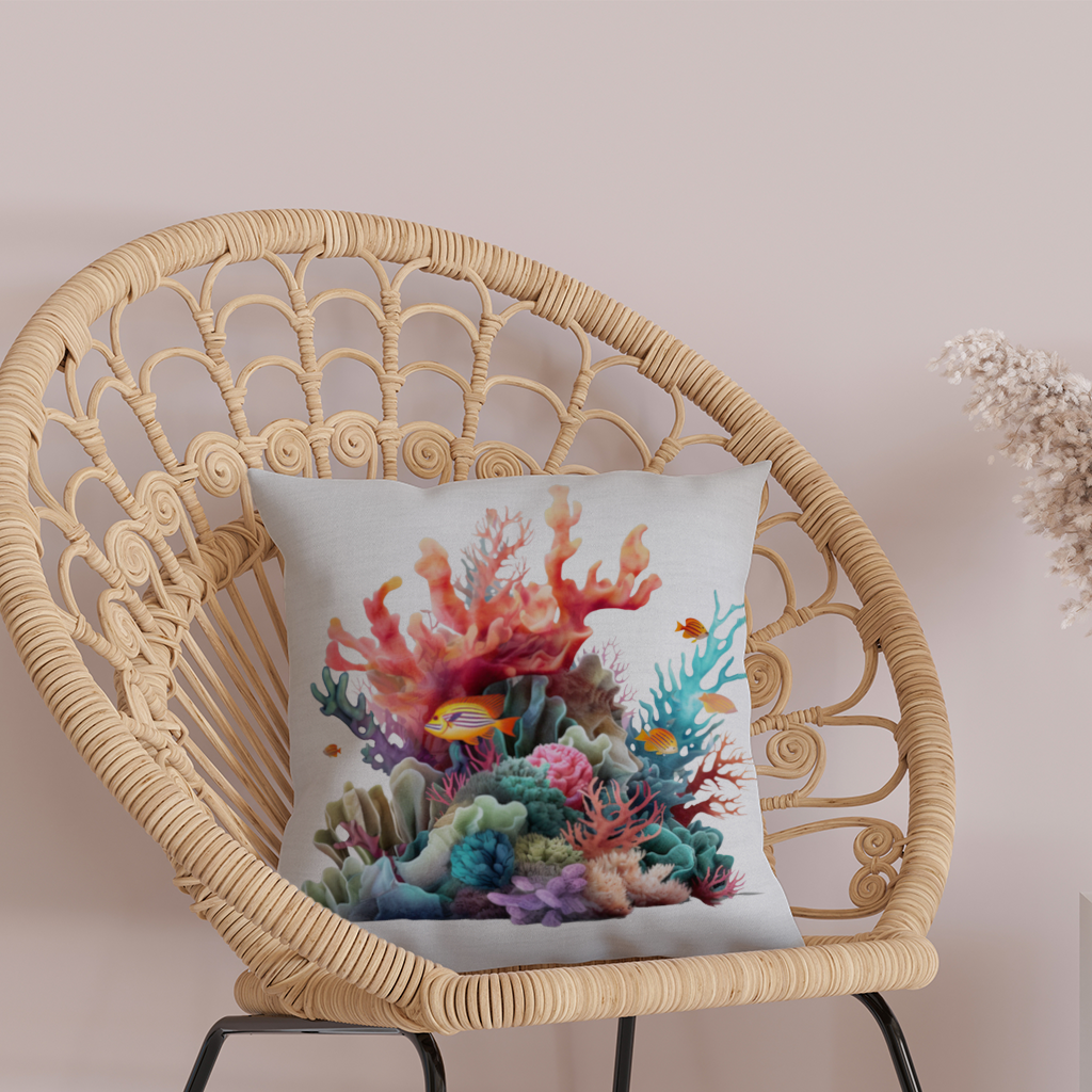 Vibrant Coral Reef and Tropical Fish Decorative pillow cover