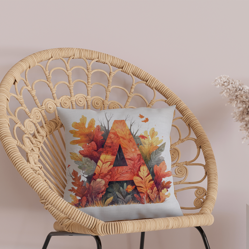Autumn Leaf Letter A Monogram Decorative pillow cover