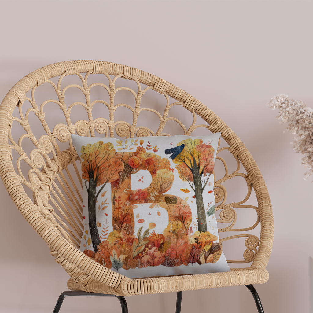 Fall Foliage Letter B Decorative pillow cover