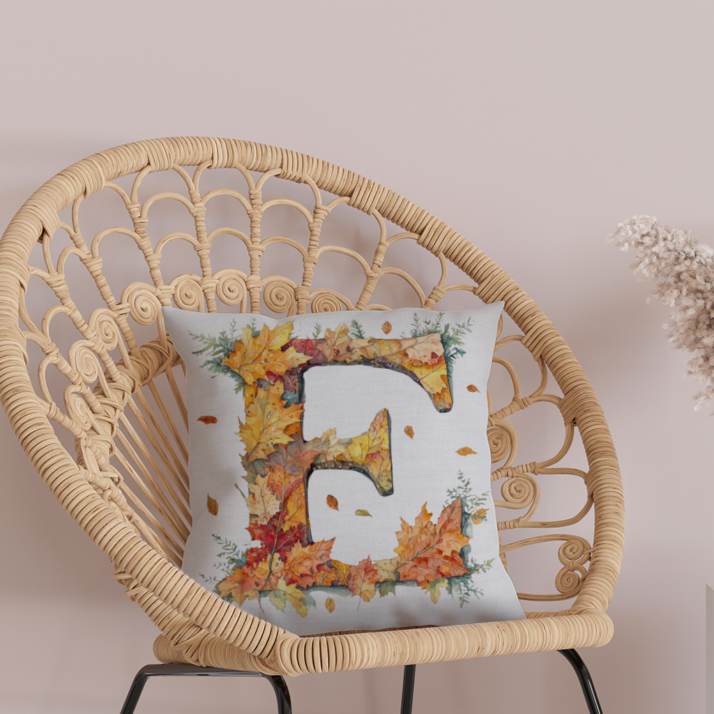Autumn Maple Leaf Letter E Decorative pillow cover