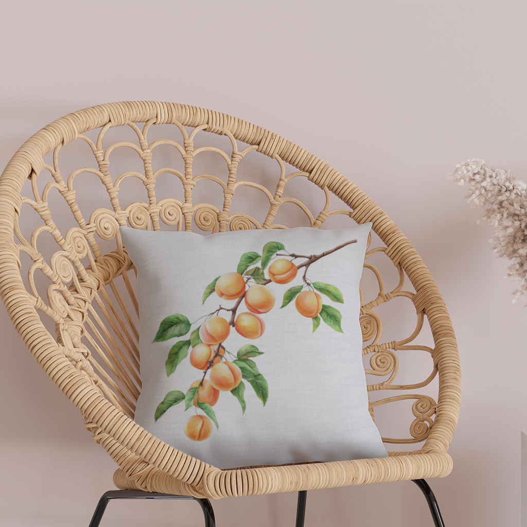 Ripe Orange Apricot Fruit Branch Decorative pillow cover