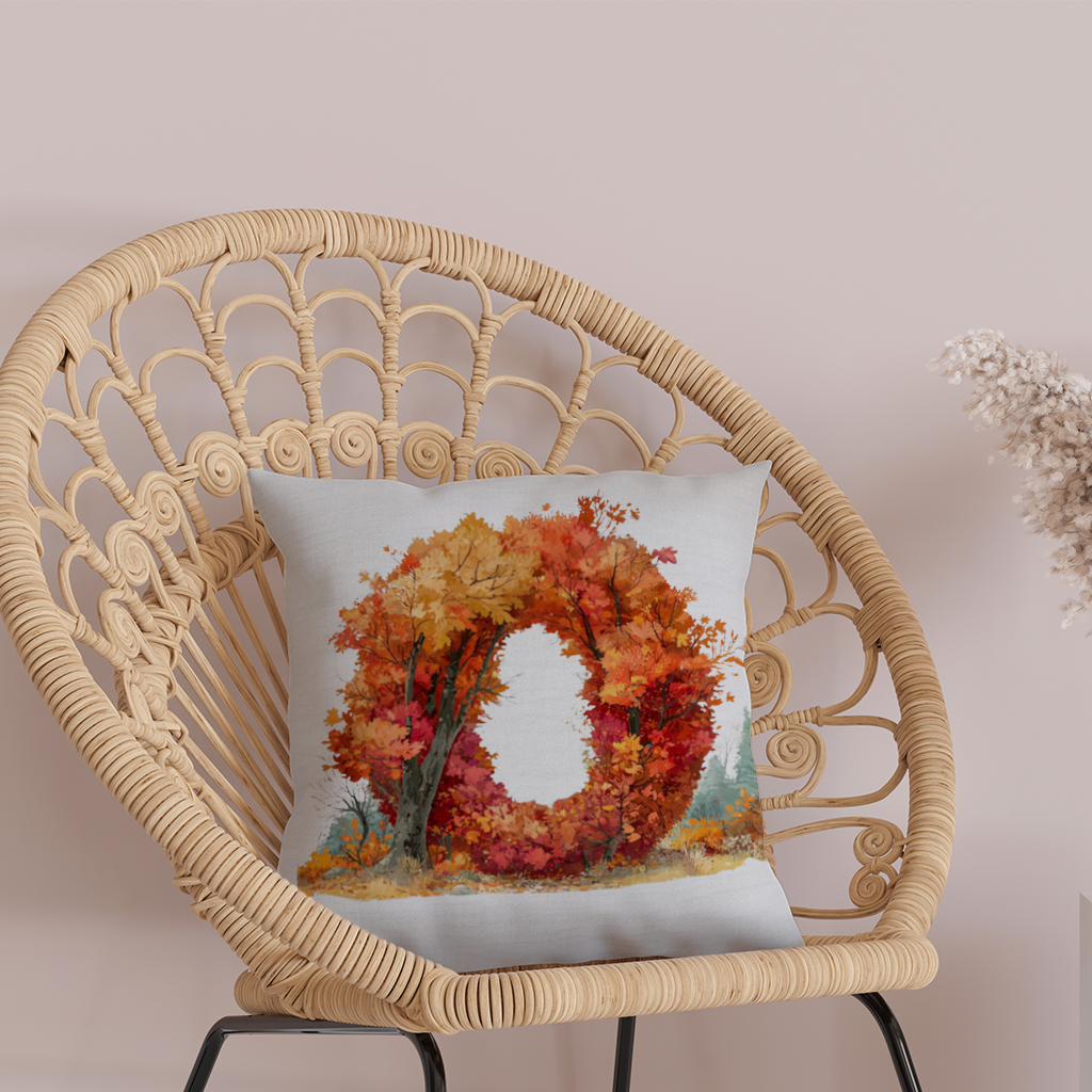 Autumn Leaf Letter O Decorative pillow cover