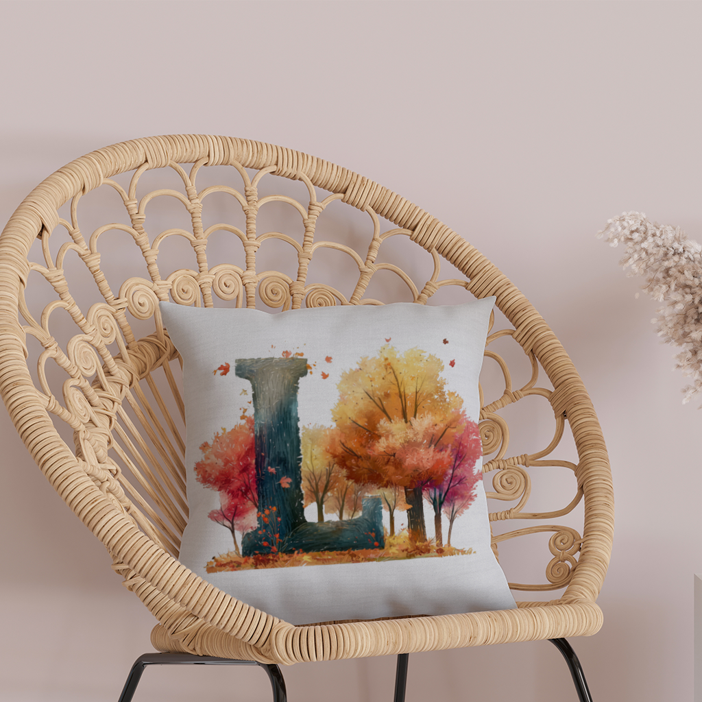 Autumn Forest Letter L Decorative pillow cover