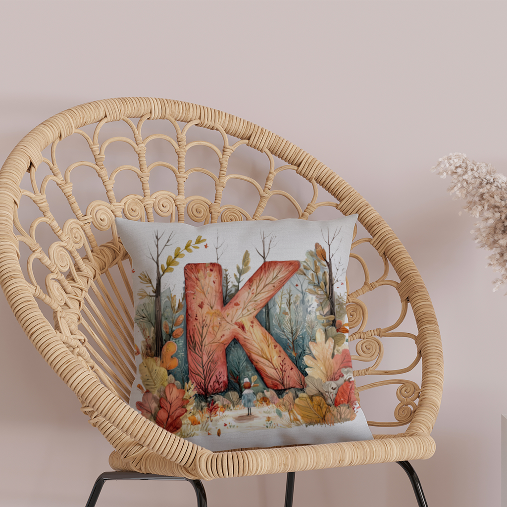 Autumn Forest Letter K Decorative pillow cover