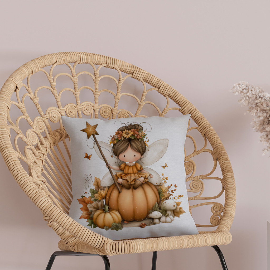 Sonbahar Balkabağı Perisi Dekoratif Kırlent Kılıfı