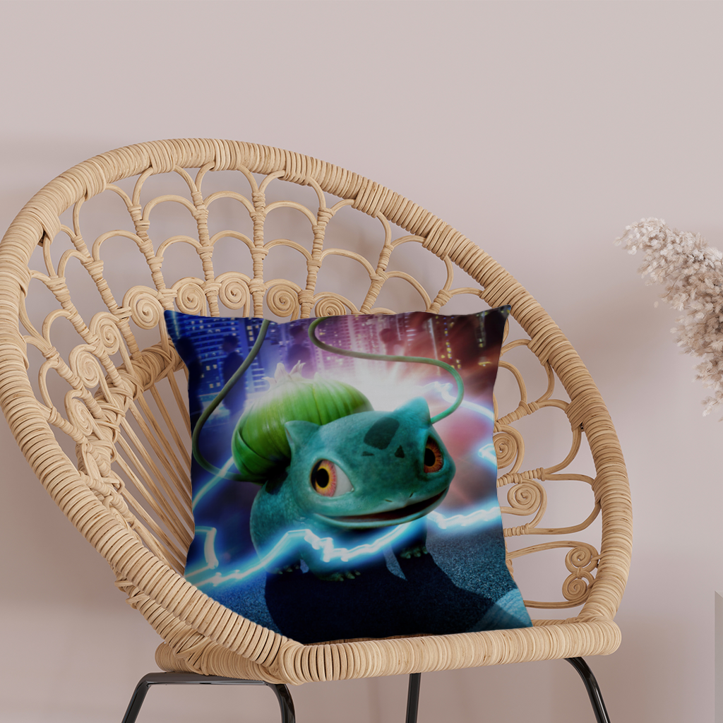 Glowing Neon Creature in Night City Decorative pillow cover