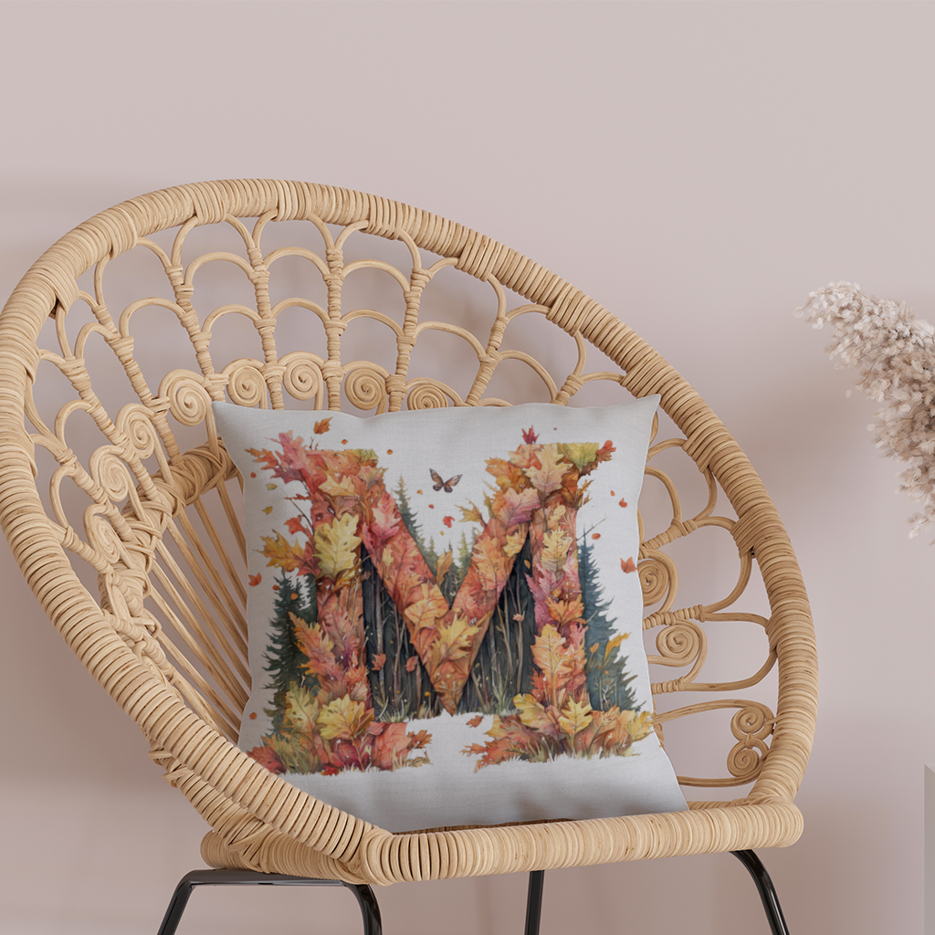 Autumn Letter M With Fall Leaves 