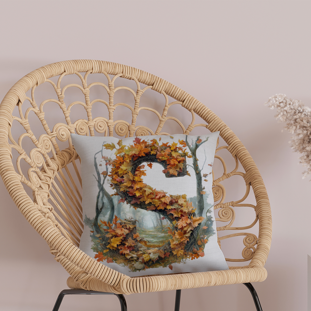 Autumn Maple Leaf Letter S Decorative pillow cover