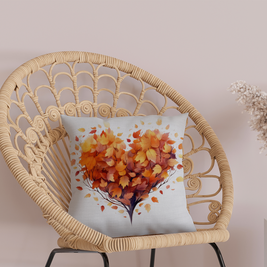 Autumn Leaf Heart Decorative pillow cover
